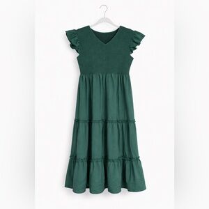 Women’s Green Ruffled Midi Dress